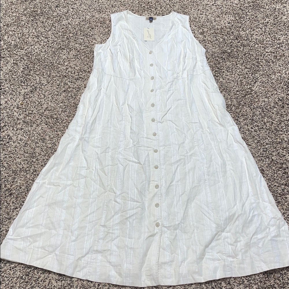 Universal Thread Linen Button Front V Neck A Line… - image 4